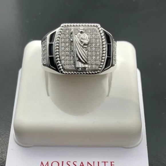 San Judas plata moissanite diamond silver 925 size 9 ring
